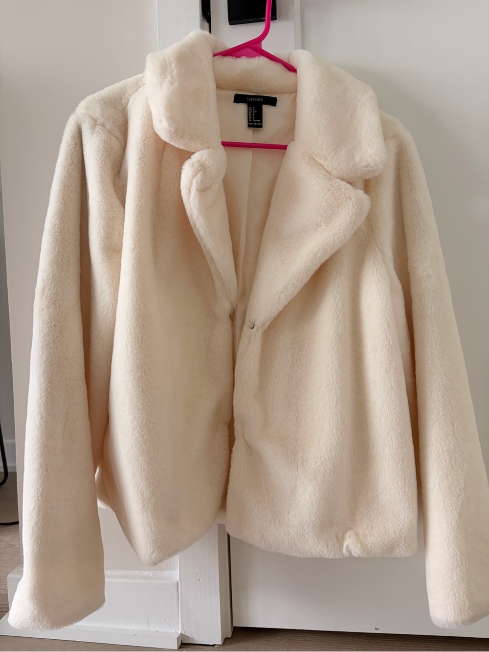 Forever 21 Cream Plush Faux Fur Teddy Jacket